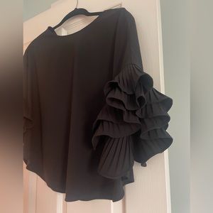 Black, ruffle sleeve blouse